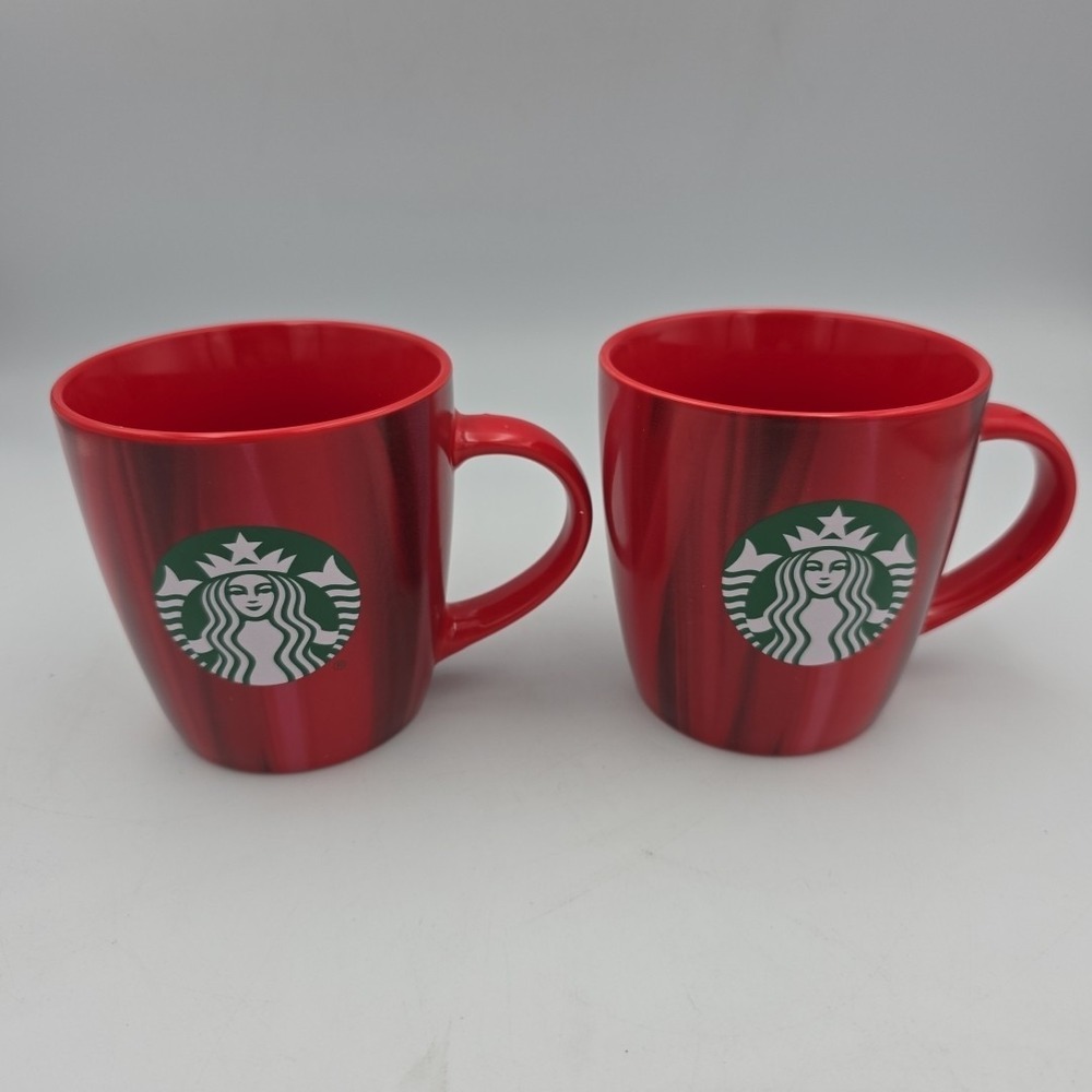SET OF 2 Starbucks Christmas 2022 Swirl Red Coffee /Tea /Mugs ‎ 12 Fl oz ~